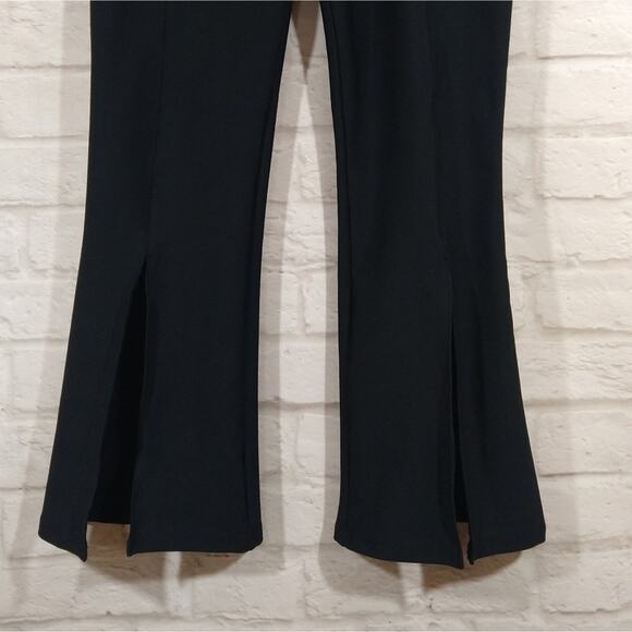 L Becco Women's Black Front Slit Flare 7/8 Ankle Yoga Leggings Pants NWT S - Picture 3 of 7